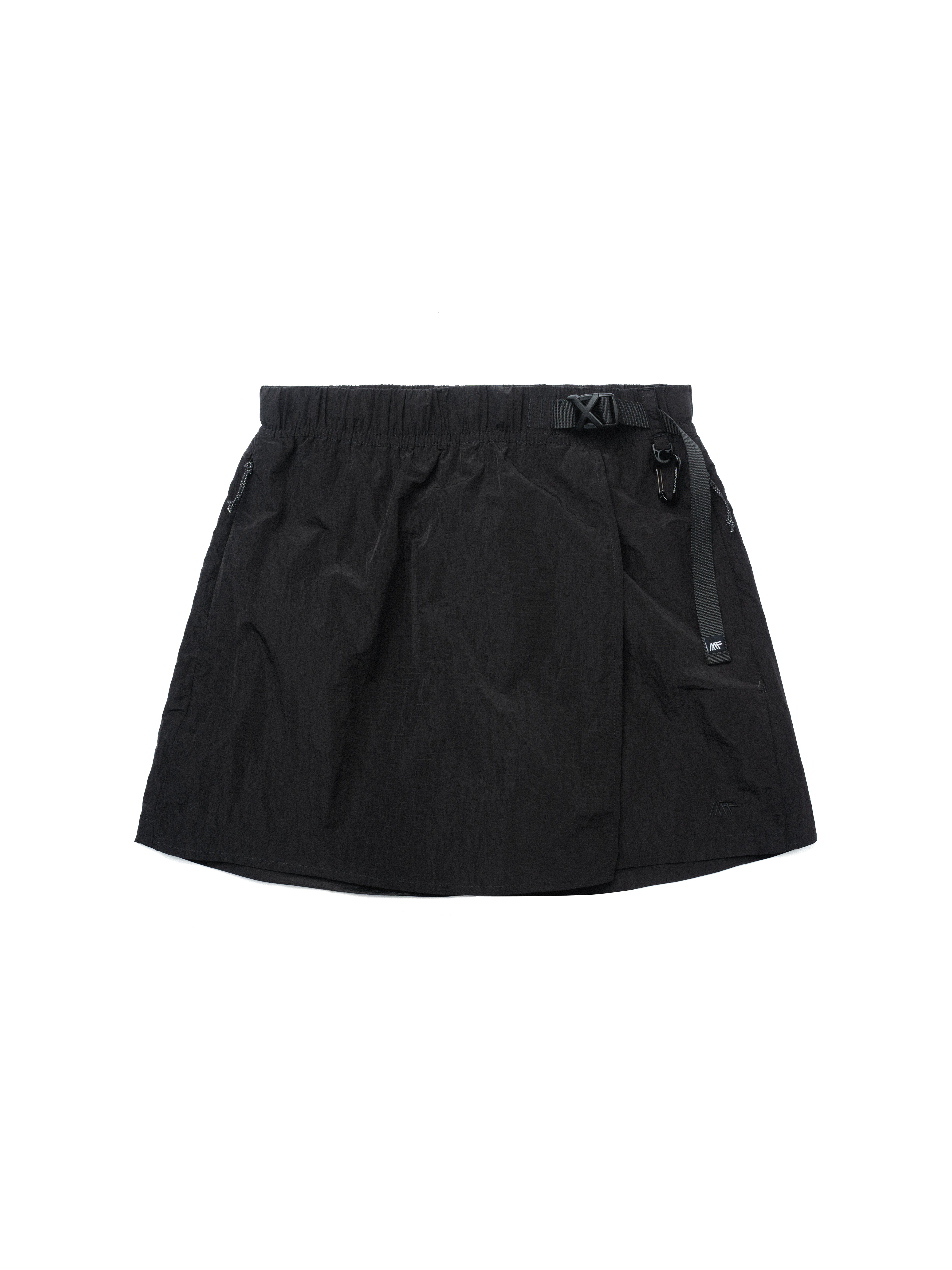 Metal Nylon Grid Hidden Zipper Pocket Color Blocking Belted Culottes